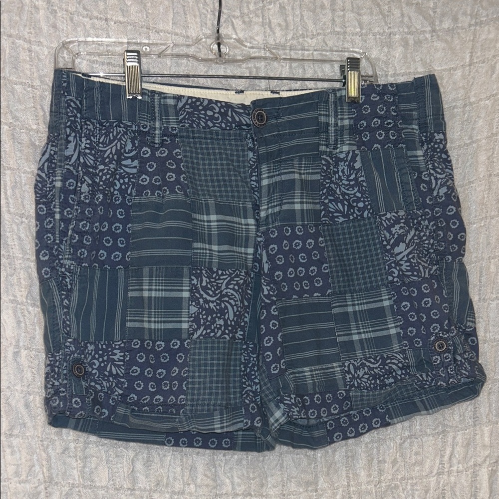 Eddie Bauer: Shaw Fit, Cuffed Plaid & Floral Patchwork Shorts, Cotton, Size: 8
